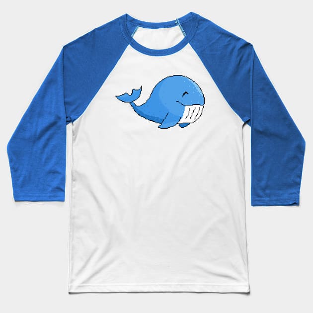 Pixel art of cute whale Baseball T-Shirt by ByPix